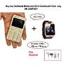 Kechaoda K66 Slim Card Size Light Weight and Stylish GSM (Gold) with Tashan Smartwatch and samsung earphone Free image